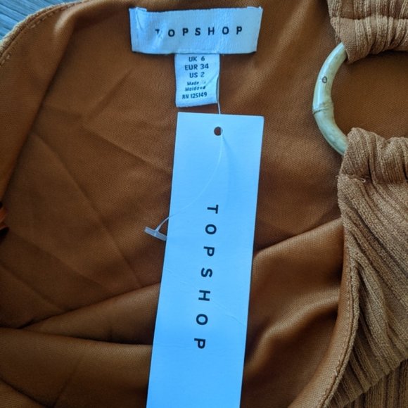 NWT / TOPSHOP / ONE SHOULDER CROP TOP / SIZE 6 / MUSTARD YELLOW - Picture 6 of 8